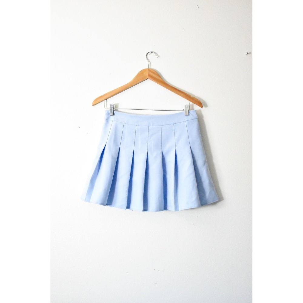 Fashion New Quality Pleated‎ Skort Women L Blue Excellent Preppy Mini Tennis